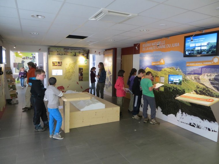 enfants et adultes à une exposition nature